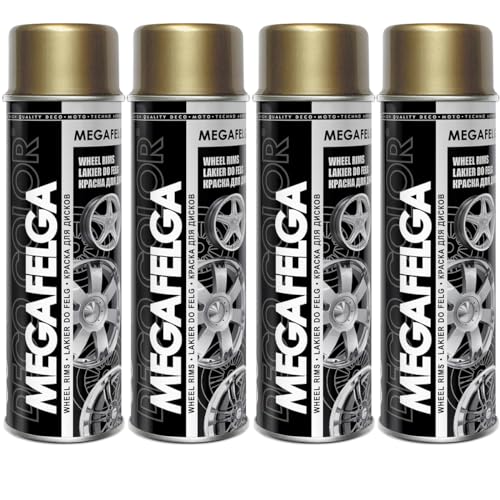 Deco Color 4er Sparpack MEGAFELGA GOLD SEIDENMATT in 500ml - Felgenlack - Lackspray für Alufelgen und Stahlfelgen (4 Dosen 500ml Felgenlack Gold) Deco Color 4er Sparpack MEGAFELGA GOLD SEIDENMATT in 500ml - Felgenlack - Lackspray für Alufelgen und Stahlfelgen (4 Dosen 500ml Felgenlack Gold) von Deco Color