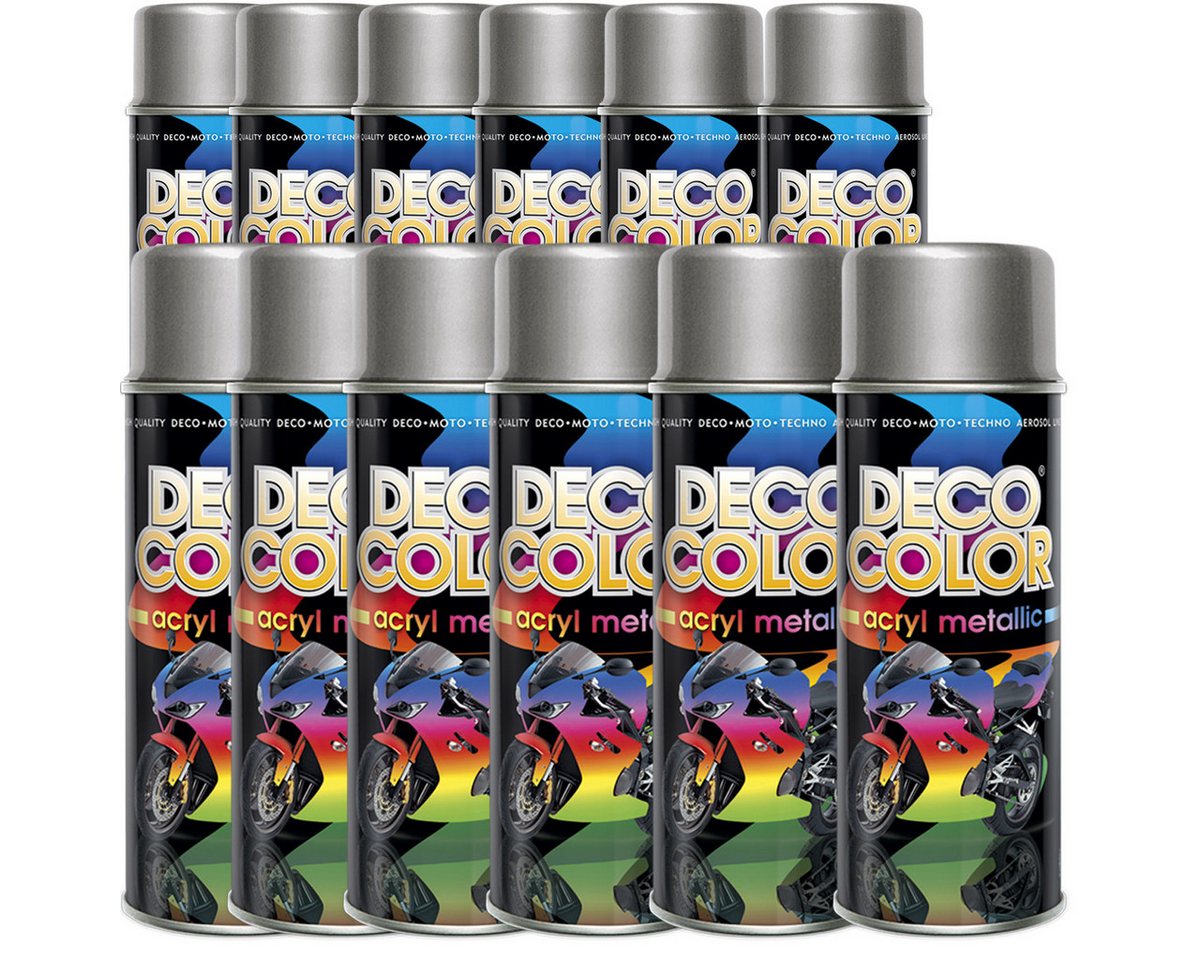 DECO COLOR Sprühlack 12er Sparpack Metallic Lackspray 400ml Farbe frei wählbar von DECO COLOR