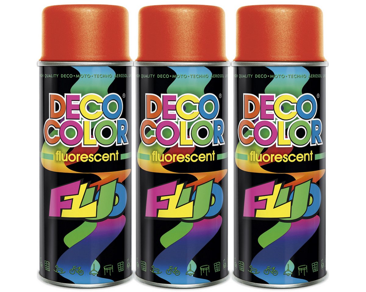 DECO COLOR Sprühlack 3er Sparpack Neon Lackspray 400ml Farbe frei wählbar von DECO COLOR
