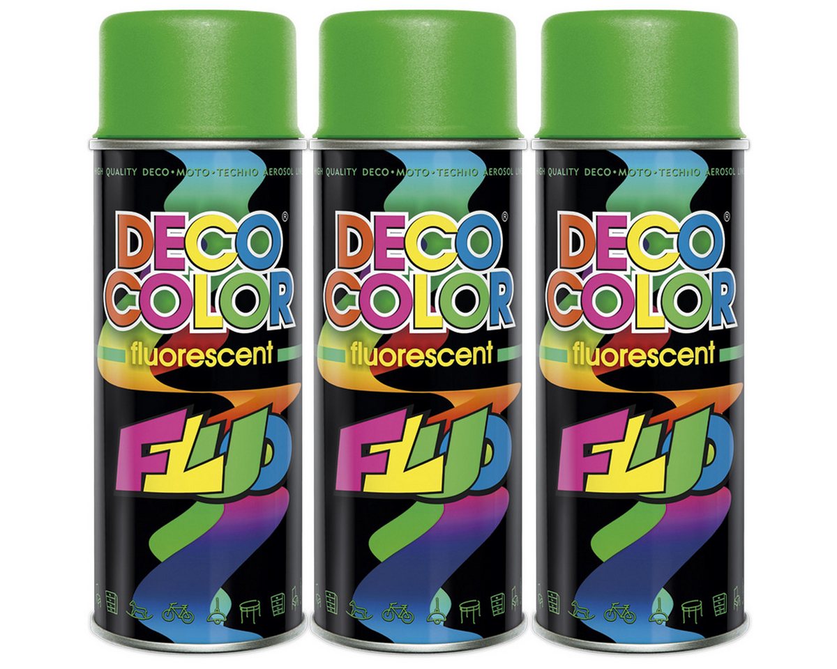 DECO COLOR Sprühlack 3er Sparpack Neon Lackspray 400ml Farbe frei wählbar von DECO COLOR