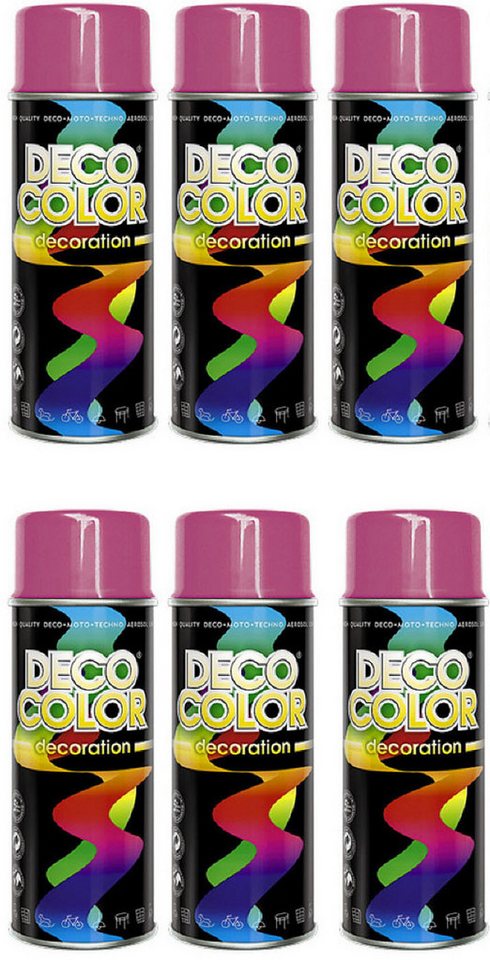 DECO COLOR Sprühlack 6er Sparpack Lackspray GLANZ nach RAL 400ml Farbe frei wählbar von DECO COLOR