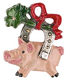 Zinnfigur Glücksschwein mit Hufeisen von DECO DIRECT