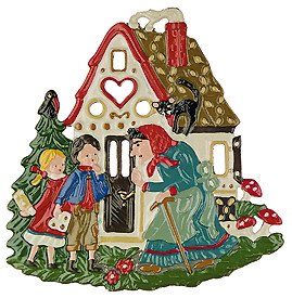 Zinnfigur Hexenhaus mit Hänsel, Gretel und Hexe von DECO DIRECT