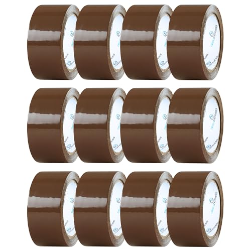 DECO EXPRESS Paketklebeband 12er Pack Paketklebeband Braun, Klebeband Transparent und Zerbrechlich Klebeband - Packing Tape zum Verpacken, Umzug (12 Braune Rollen) von DECO EXPRESS