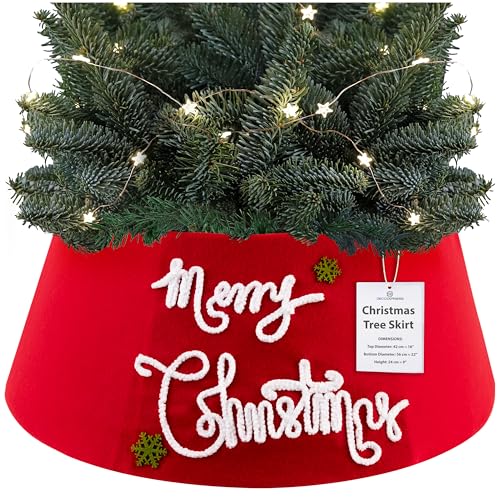 DECO EXPRESS Weihnachtsbaum Rock - Lustige Weihnachtsbaumständer Abdeckung, Weihnachtsbaum Deko - Verschiedene Designs (Red Merry – Oberseite 42 cm/Basis 56 cm) von DECO EXPRESS