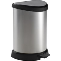 DECOBIN Tritt-Abfallbehälter, halbrund, 15 Liter, silber/schwarz von DECOBIN