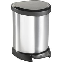 DECOBIN Tritt-Abfallbehälter, halbrund, 5 Liter, silber/schwarz von DECOBIN