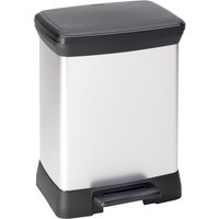 DECOBIN Tritt-Abfallbehälter, rechteckig, 30 Liter, silber/schwarz von DECOBIN