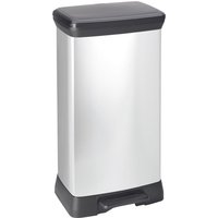 DECOBIN Tritt-Abfallbehälter Duo, rechteckig, 2x23 Liter, silber/schwarz von DECOBIN