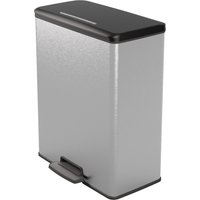 DECOBIN Tritt-Abfallbehälter Duo, rechteckig, 2x26 Liter, silber/schwarz von DECOBIN