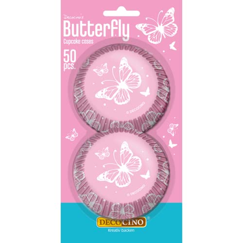 DECOCINO Muffin-Förmchen Schmetterlinge (50Stk.) – Muffin-Deko | Cupcake-Deko – Schmetterling-Deko – Deko für Kinder-Geburtstage & Garten-Partys! von DECOCINO