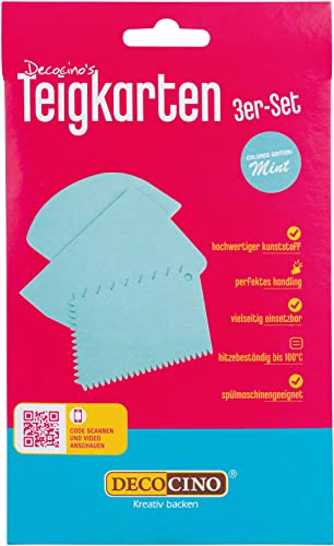 DECOCINO Teigkarten 3er-Set - Mint Edition - hochwertige Cake Scraper aus Kunststoff, ideal zum Portionieren & Dekorieren - spülmaschinengeeignet von DECOCINO