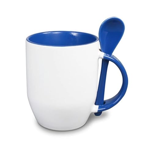 DECOHO - Tasse mit integriertem Löffel | Tasse Farbe Blau | 33 cl, Keramik, spülmaschinenfest von DECOHO