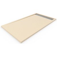 Duschtasse aus Harz mit Rahmen quarz premium - Ventil und Geschenkgitter - Beige Ral. 1015 70X110CM von DECOHOR