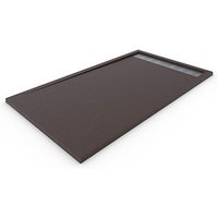 Duschtasse aus Harz mit Rahmen quarz premium - Ventil und Geschenkgitter - Schokolade Ral. 8017 80X120CM von DECOHOR