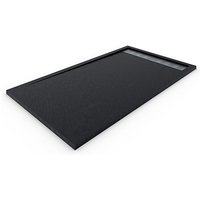 Decohor - Duschtasse aus Harz mit Rahmen quarz premium - Ventil und Geschenkgitter - Schwarz Ral. 9005 70X110CM von DECOHOR