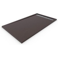 Duschtasse aus Harz mit Rahmen quarz premium - Ventil und Geschenkgitter - Schokolade Ral. 8017 70X100CM von DECOHOR