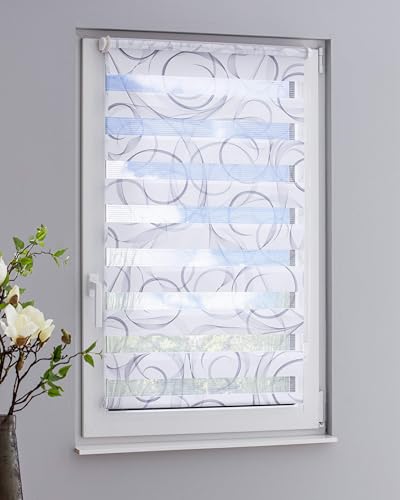 DECOLIA by Garesa Duo Rollo Swing - Doppelrollo Klemmfix ohne Bohren 50 x 150 cm, Weiß/Grau/Fuchsia - Fenster Sichtschutz und Lichtschutz, Bedienung mit Kettenzug von DECOLIA