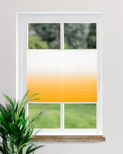 DECOLIA by Garesa Fenster Klemmfix Plissee ohne Bohren 120 x 130 cm Farbverlauf, Apricot - Lichtdurchlässiger Fenster Sichtschutz und Fenster Deko, Faltrollo von DECOLIA