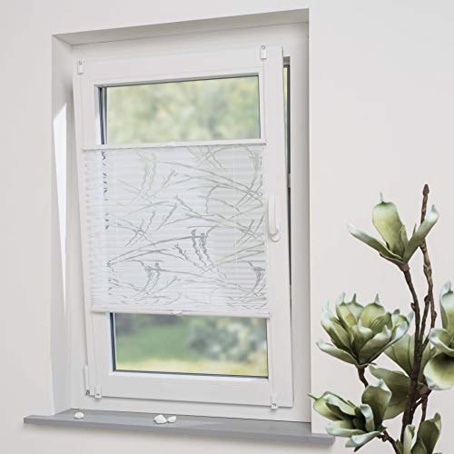 DECOLIA by Garesa Fenster Klemmfix Plissee ohne Bohren 50 x 130 cm Burnout Streifen, Weiß - Lichtdurchlässiger Fenster Sichtschutz und Fenster Deko, Faltrollo von DECOLIA