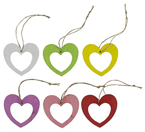 DECOLINE Herzanhänger Set aus Holz bunt 6 Stück Modern Valentinstag DECOLINE Herzanhänger Set aus Holz bunt 6 Stück Modern Valentinstag von DECOLINE