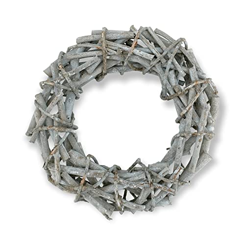 DECOLINE Holz Kranz Ø 50cm x 12cm grau von DECOLINE