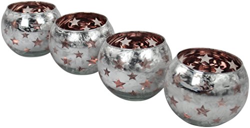 DECOLINE Teelicht-Gläser 4 Stück Kupfer klein 7x7cm von DECOLINE