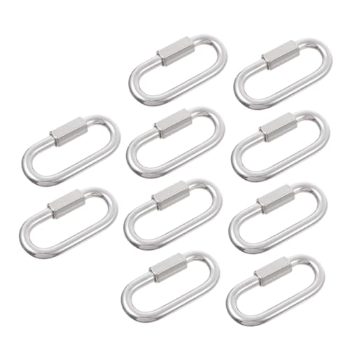 DECOMELODY 10 Stück Teiliges Edelstahl Schnellverbinder Kettenglieder mit Sechseckigem Gewinde Verschleißfest und Formstabil für Hängematten Camping Angeln und Outdoor aktivitäten von DECOMELODY