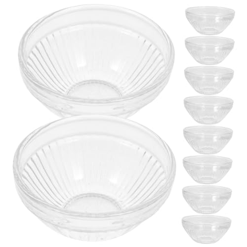 DECOMELODY 10 Stück Teiliges Kleine Glasschalen Hitzebeständig Stapelbar für Pudding Dessert Snacks Mikrowellengeeignet Lebensmittelecht Klare Servierschalen für Buffet und Fingerfood von DECOMELODY