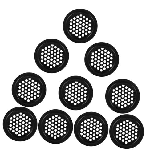 DECOMELODY 10 Stück Teiliges Lüftungsgitter Rund aus Edelstahl Schwarze Ventilationsabdeckung mit Honigwaben design Korrosionsbeständig für Möbel Schränke Wärmedämmung und Belüftung von DECOMELODY