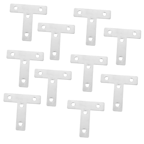 DECOMELODY 10 Stück Teiliges T Förmige Edelstahl Winkelverbinder Stabile Flachwinkel Metallverbinder Halterung für Möbel Reparatur und DIY Projekte von DECOMELODY