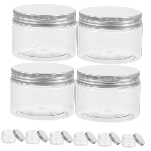 DECOMELODY 10 Stück Teiliges Transparente Aufbewahrungsboxen Pet Vorratsbehälter mit Silbernem Aluminiumdeckel Bruchsicher Vielseitig für Lebensmittel Babynahrung Tee Süßigkeiten und Gewürze von DECOMELODY