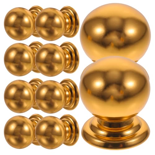 DECOMELODY 10 Teiliges Goldene Metall Möbelknöpfe Runde Schrankknöpfe Robuste Kommodenknöpfe für Küchenschränke Kleiderschränke Eleganter Mattierter Griff für Vielseitige Möbelanwendung von DECOMELODY