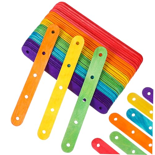 DECOMELODY 100 Stück Bunte Eisstäbchen aus Birkenholz mit Stabile Holz popsicle sticks für Eis Basteln DIY projekte Sichere Glatte Oberfläche für Zuhause und Schule von DECOMELODY