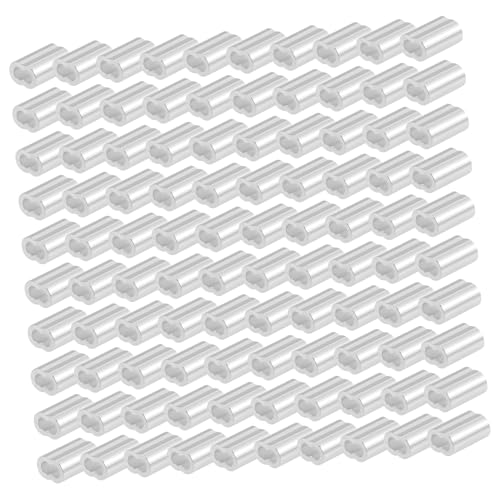 DECOMELODY 100 Stück Teiliges Aluminiumhülsen für Drahtseil Doppellochige Crimp Schlaufen Robuste und Langlebige Aluminium Presshülsen Einfach zu Verwenden Geeignet für Kabelbindung und von DECOMELODY