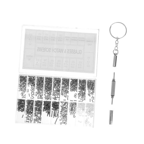 DECOMELODY 1000 Stück Teiliges Brillen Reparatur Schraubenset mit Aufbewahrungsbox Brillen Schraubenzieher Kit für Sonnenbrillen Praktisches Schrauben Zubehör für Zuhause und Unterwegs von DECOMELODY