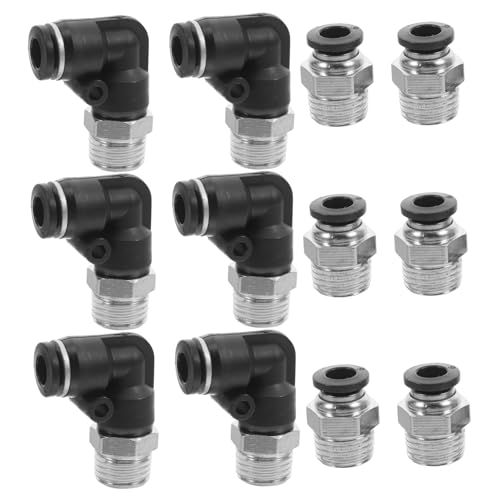 DECOMELODY 12 Stück Teiliges Pneumatische Schnellsteckverbinder aus Vernickeltem Gerader und Push In Fitting Temperaturbeständig Schnell Montierbar Luftdichte Gewindeverbindung für von DECOMELODY