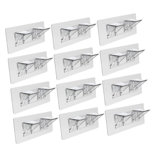 DECOMELODY 12 Stück Transparente Nagelfreie Regalhalter aus Robuster Halt für Kabinett und Bücherregale Einfache Montage Vielseitig Einsetzbar für Möbel Schränke Garderoben und Vorratsregale von DECOMELODY