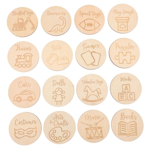 DECOMELODY 16 Stück Teiliges Runde Holzscheiben als Aufbewahrungs etiketten für Spielzeugboxen Robuste Holzanhänger zur Spielzeugorganisation und Personalisierte Ordnungs schilder für DECOMELODY 16 Stück Teiliges Runde Holzscheiben als Aufbewahrungs etiketten für Spielzeugboxen Robuste Holzanhänger zur Spielzeugorganisation und Personalisierte Ordnungs schilder für von DECOMELODY