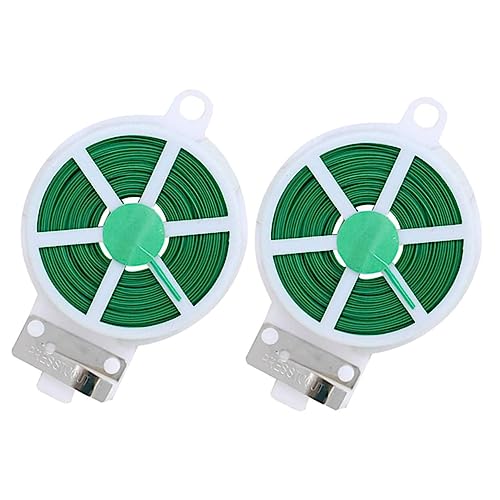 DECOMELODY 2 Rollen Gartenpflanzen Bindedraht mit Cutter PVC Beschichteter Eisen Draht Robuster DIY Fixierstreifen für Gemüse Obst und Snackbeutel Glatte Oberfläche Witterungsbeständig von DECOMELODY