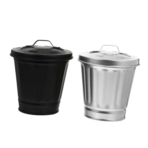DECOMELODY 2 STÜCK Mini Tischmülleimer aus mit Deckel Tragbarer Robuster Aufbewahrungseimer für Küche Wohnzimmer Schlafzimmer Vielseitig als oder Blumentopf Nutzbar Platzsparend von DECOMELODY
