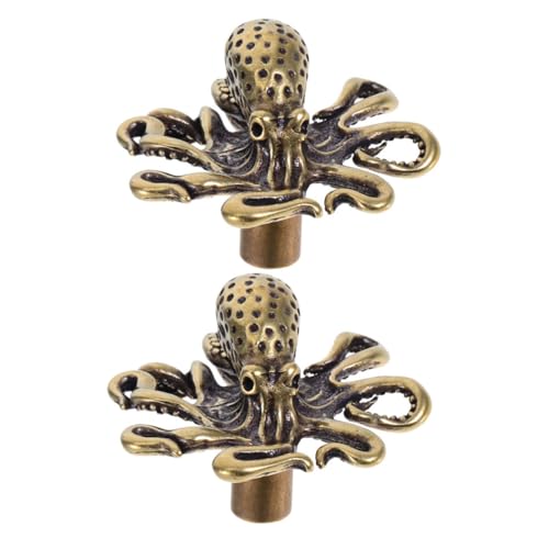 DECOMELODY 2 Stück Antike Messing Türgriffe Meerestier Design Schubladengriffe Haustürknöpfe Vintage Möbelknöpfe für Kommode Schrank Küche von DECOMELODY