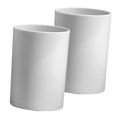 DECOMELODY 2 Stück Badezimmer Becher Multifunktionale Zahnbürstenbecher Mundspülbecher Wiederverwendbare Kunststoffbecher Elegantem Weiß für Zahnbürstenhalterung und Trinkbecher von DECOMELODY