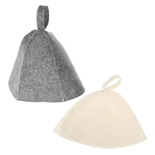 DECOMELODY 2 Stück Filz Sauna Hut Tragbare Badekappe für Damen Dicke Saunamütze Hochwertigem Filz für Lange und Dicke Haare Weiß Tragerring von DECOMELODY