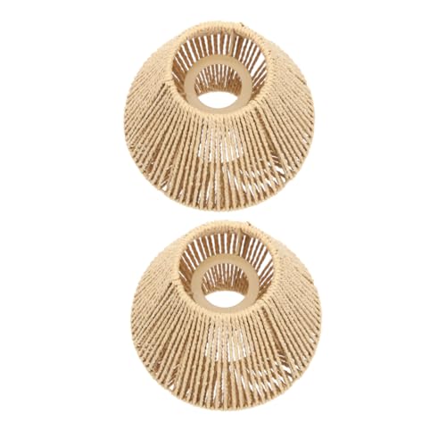 DECOMELODY 2 Stück Kleine Gewebte Lampenschirme aus Rattan Vintage Stil Dekorative Hängelampen für Restaurant Teezimmer Hotpot laden Boho Retro Lampenschirme mit Zen design von DECOMELODY