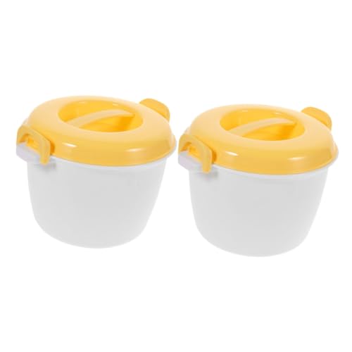 DECOMELODY 2 Stück Mikrowellen reiskocher Lebensmittelechter Hitzebeständiger Kunststoff Leicht und Praktisch mit Tragegriff für Reis und Warme Gerichte Vielseitig und Wiederverwendbar Gelb von DECOMELODY