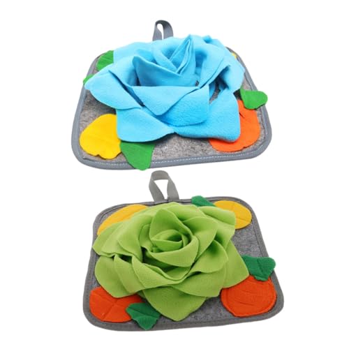 DECOMELODY 2 Stück Multifunktionale Schnüffelmatte für Kaninchen und Hamster Langlebige Futter und Trainingsmatte in Grün und Blau Fördert Natürliche Futtersuche und Beschäftigung Kleiner von DECOMELODY