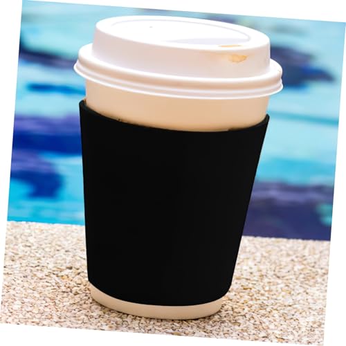 DECOMELODY 2 Stück Neopren Kaffeehüllen Isoliermanschetten für Heiß und Kaltgetränke Rutschfest Wiederverwendbar Passend für Milchtee Becher Langlebige Kühlmanschetten Schwarz von DECOMELODY