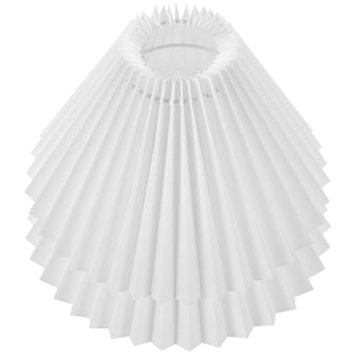 DECOMELODY 2 Stück Plissee Lampenschirm Weiß Ersatzschirm für Tischlampe Langlebiger Stoff Lamp Shade Cover Dekorativer Lampenschirm für Wohnzimmer Schlafzimmer Büro Installieren von DECOMELODY
