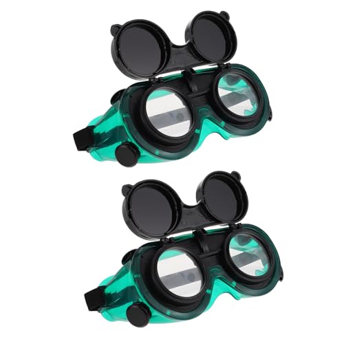DECOMELODY 2 Stück Schweißerbrillen mit Flip up Design Stoßfeste Schutzbrille Lichtundurchlässig Elastisches Band Geeignet für Brillenträger zum Augenschutz Beim Schweißen und Löten von DECOMELODY
